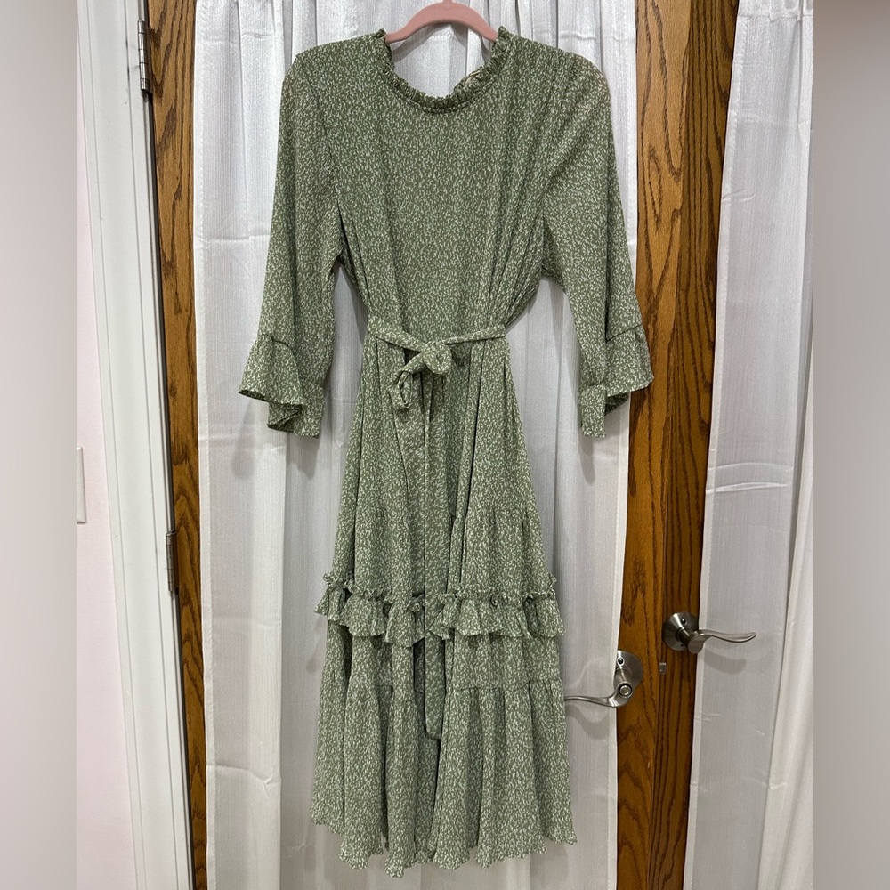 Green floral Midi Dress